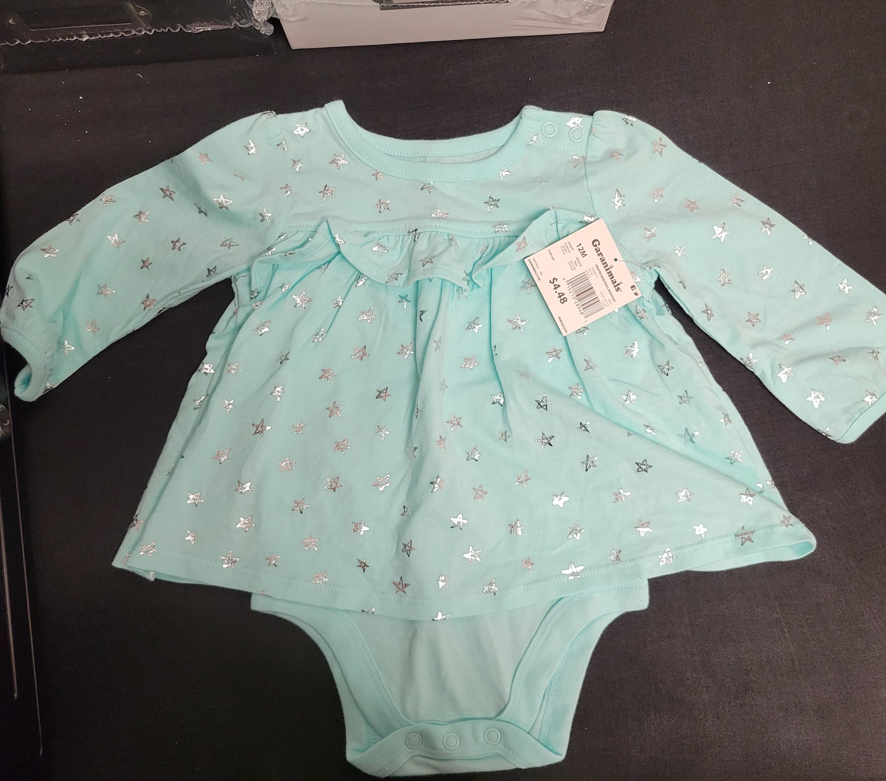 Mint star printed babydoll bodysuit