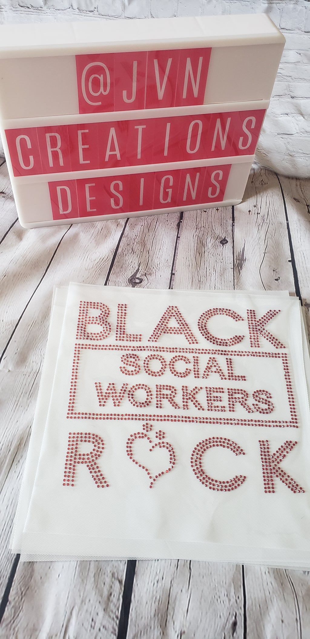 Black Social Workers Rock Rhinestone Transfer Sheet - JVN Creations & Designs
