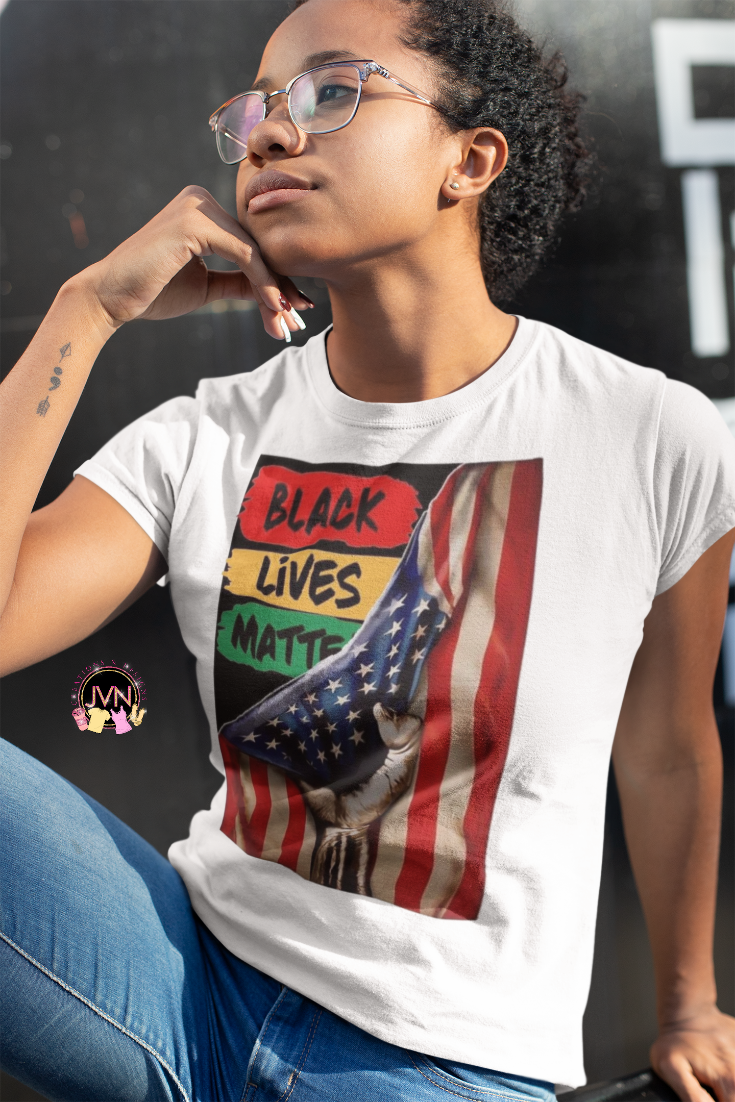 Black Lives Matter with Flag